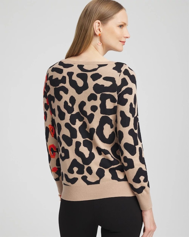Embroidered Leopard Jacquard Sweater - image 3